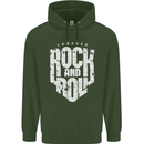Forever Rock and Roll Guitar Music Mens 80% Cotton Hoodie Forest Green