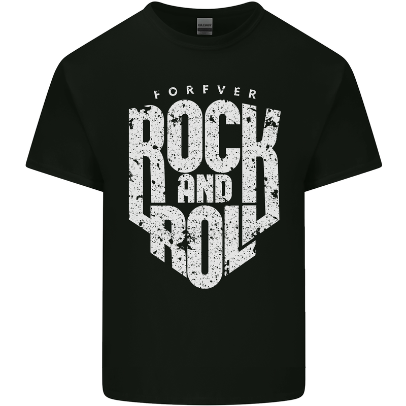 Forever Rock and Roll Guitar Music Mens Cotton T-Shirt Tee Top Black