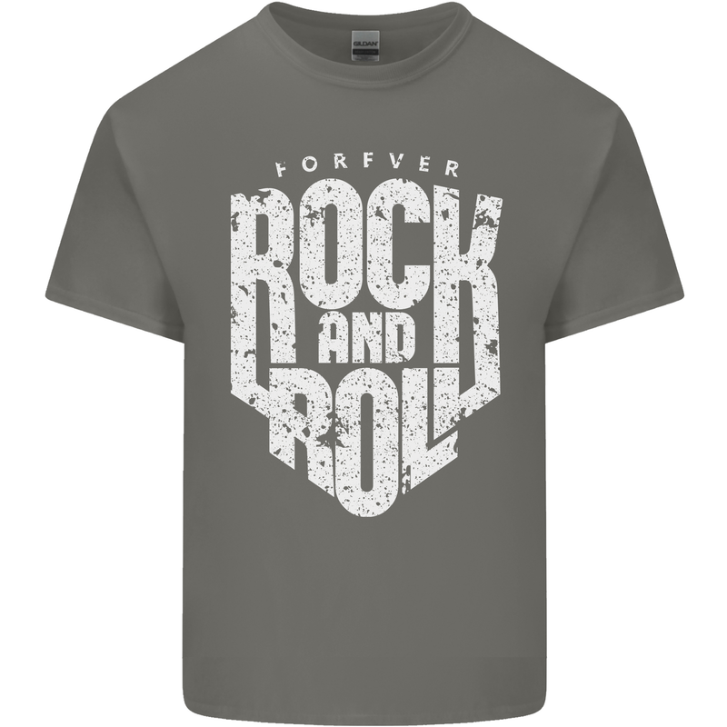 Forever Rock and Roll Guitar Music Mens Cotton T-Shirt Tee Top Charcoal