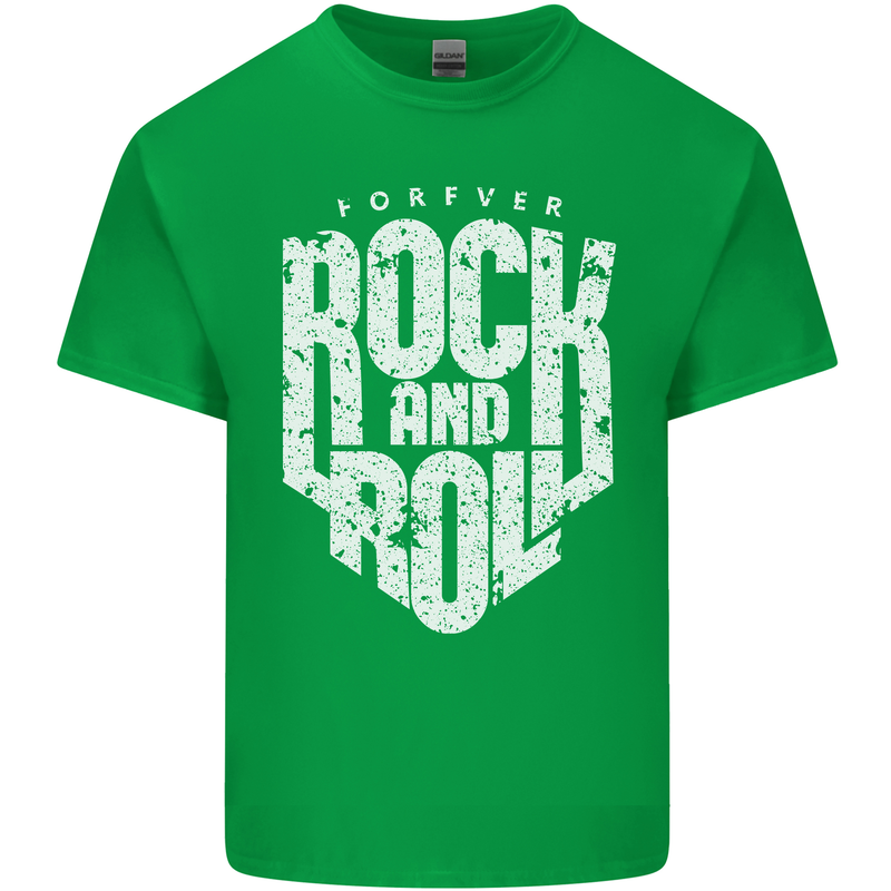 Forever Rock and Roll Guitar Music Mens Cotton T-Shirt Tee Top Irish Green