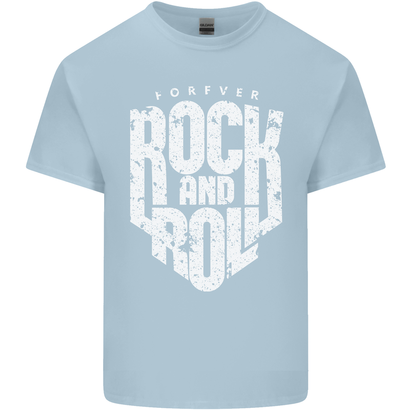 Forever Rock and Roll Guitar Music Mens Cotton T-Shirt Tee Top Light Blue