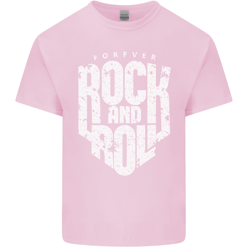 Forever Rock and Roll Guitar Music Mens Cotton T-Shirt Tee Top Light Pink