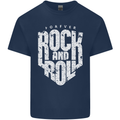 Forever Rock and Roll Guitar Music Mens Cotton T-Shirt Tee Top Navy Blue