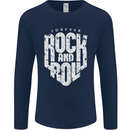 Forever Rock and Roll Guitar Music Mens Long Sleeve T-Shirt Navy Blue