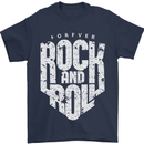 Forever Rock and Roll Guitar Music Mens T-Shirt 100% Cotton Navy Blue