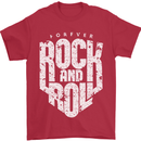 Forever Rock and Roll Guitar Music Mens T-Shirt 100% Cotton Red