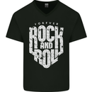 Forever Rock and Roll Guitar Music Mens V-Neck Cotton T-Shirt Black