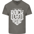Forever Rock and Roll Guitar Music Mens V-Neck Cotton T-Shirt Charcoal