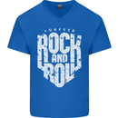 Forever Rock and Roll Guitar Music Mens V-Neck Cotton T-Shirt Royal Blue