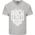 Forever Rock and Roll Guitar Music Mens V-Neck Cotton T-Shirt Sports Grey