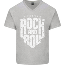 Forever Rock and Roll Guitar Music Mens V-Neck Cotton T-Shirt Sports Grey