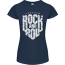 Forever Rock and Roll Guitar Music Womens Petite Cut T-Shirt Navy Blue