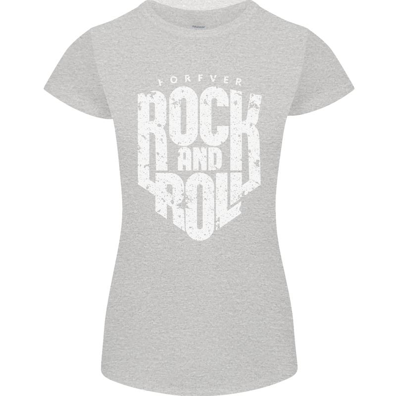 Forever Rock and Roll Guitar Music Womens Petite Cut T-Shirt Sports Grey