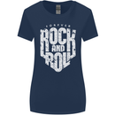 Forever Rock and Roll Guitar Music Womens Wider Cut T-Shirt Navy Blue