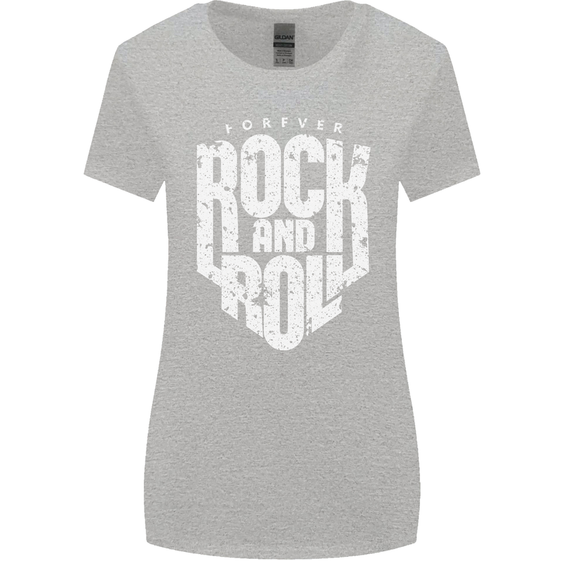 Forever Rock and Roll Guitar Music Womens Wider Cut T-Shirt Sports Grey