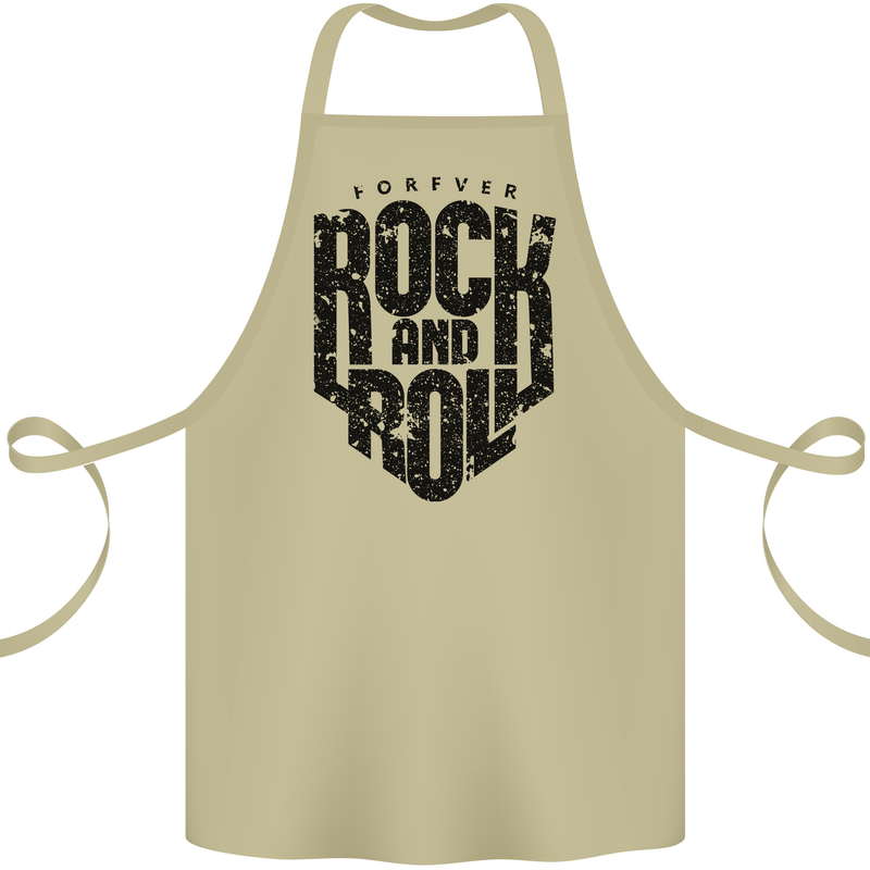 Forever Rock and Roll Music Cotton Apron 100% Organic Khaki