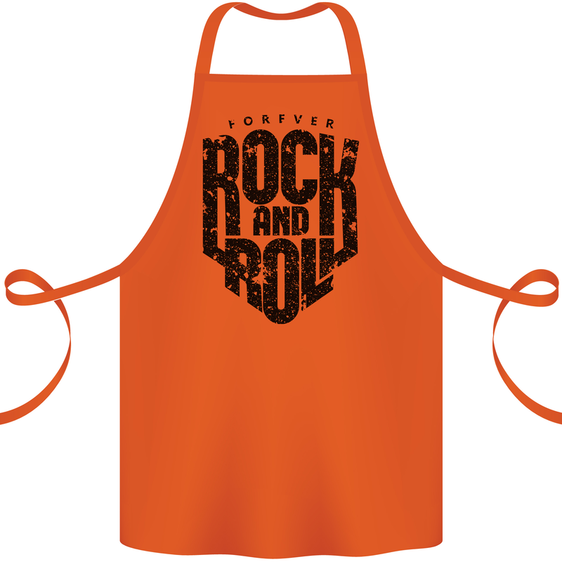 Forever Rock and Roll Music Cotton Apron 100% Organic Orange