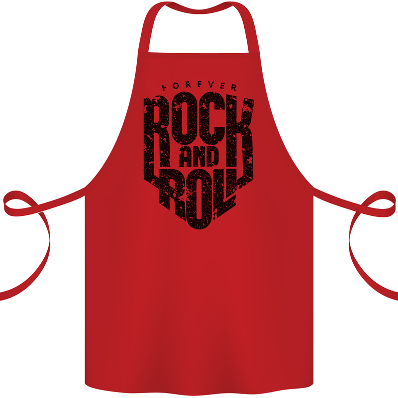 Forever Rock and Roll Music Cotton Apron 100% Organic Red