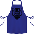 Forever Rock and Roll Music Cotton Apron 100% Organic Royal Blue