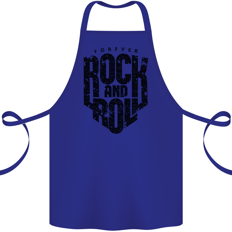 Forever Rock and Roll Music Cotton Apron 100% Organic Royal Blue