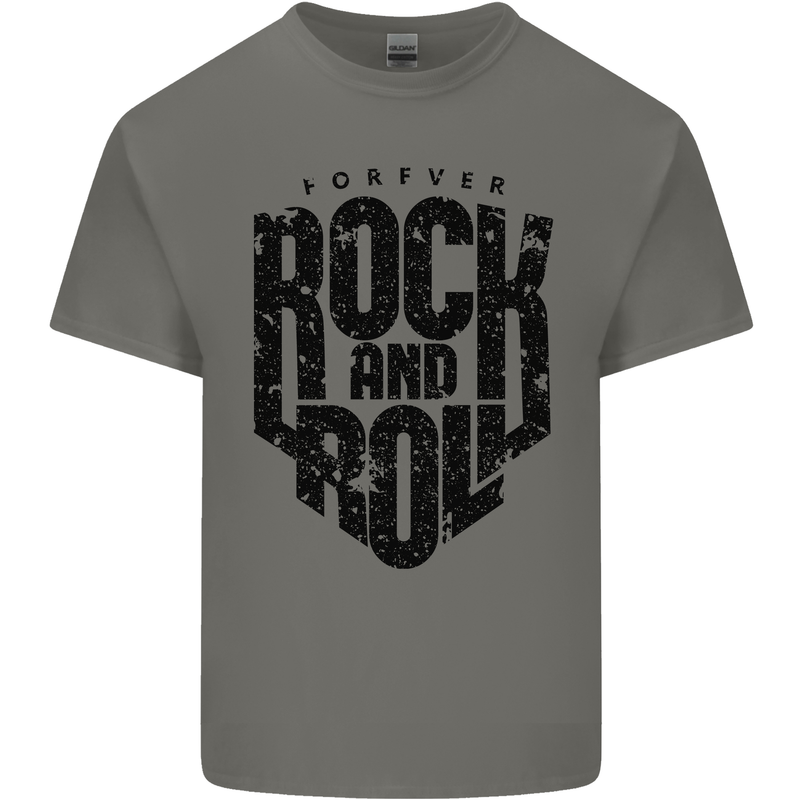 Forever Rock and Roll Music Mens Cotton T-Shirt Tee Top Charcoal