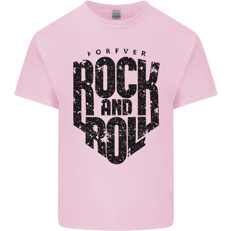 Forever Rock and Roll Music Mens Cotton T-Shirt Tee Top Light Pink