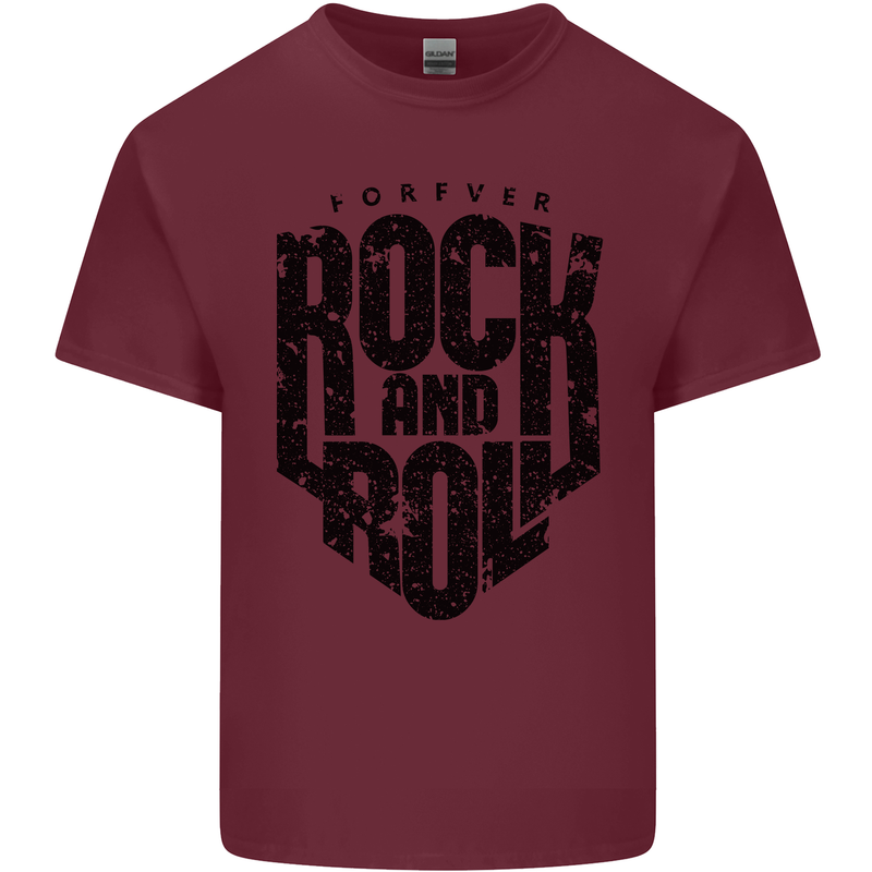 Forever Rock and Roll Music Mens Cotton T-Shirt Tee Top Maroon