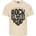 Forever Rock and Roll Music Mens Cotton T-Shirt Tee Top Natural