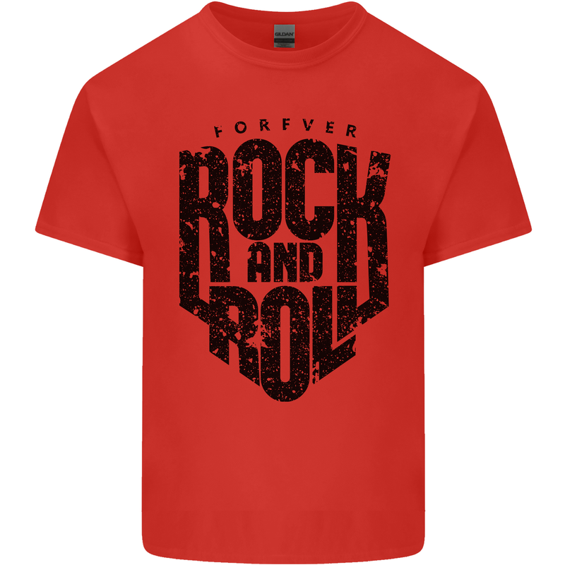 Forever Rock and Roll Music Mens Cotton T-Shirt Tee Top Red