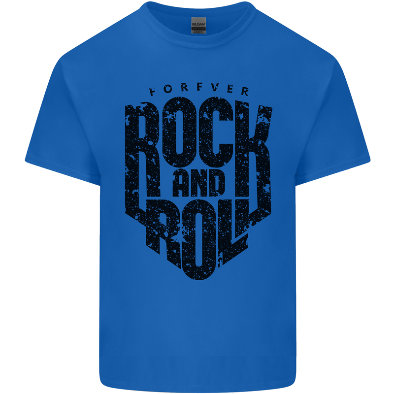 Forever Rock and Roll Music Mens Cotton T-Shirt Tee Top Royal Blue