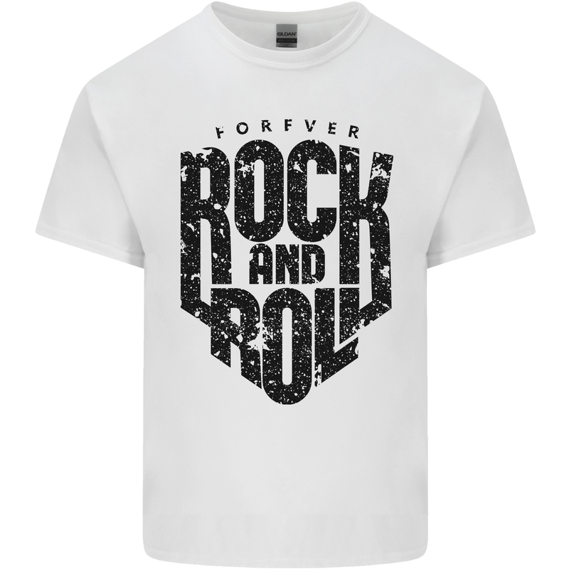 Forever Rock and Roll Music Mens Cotton T-Shirt Tee Top White