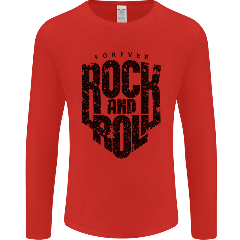 Forever Rock and Roll Music Mens Long Sleeve T-Shirt Red