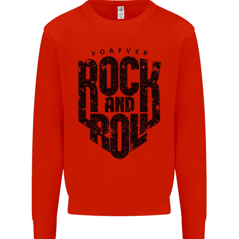Forever Rock and Roll Music Mens Sweatshirt Jumper Bright Red