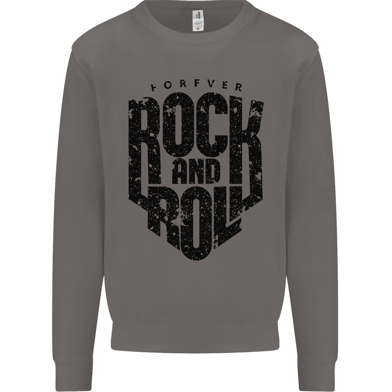 Forever Rock and Roll Music Mens Sweatshirt Jumper Charcoal