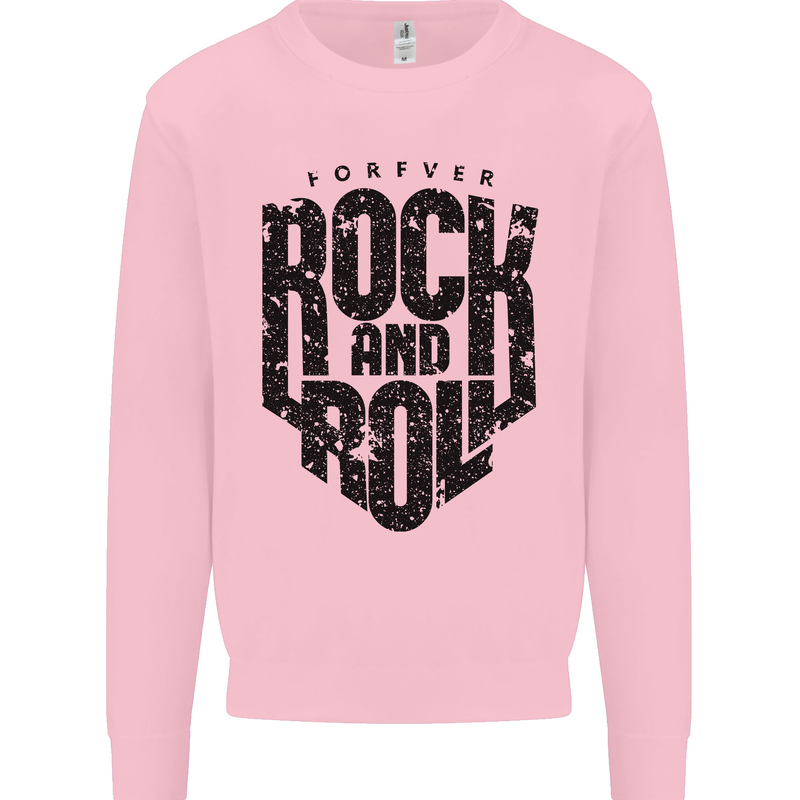 Forever Rock and Roll Music Mens Sweatshirt Jumper Light Pink