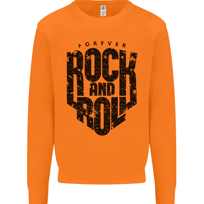 Forever Rock and Roll Music Mens Sweatshirt Jumper Orange
