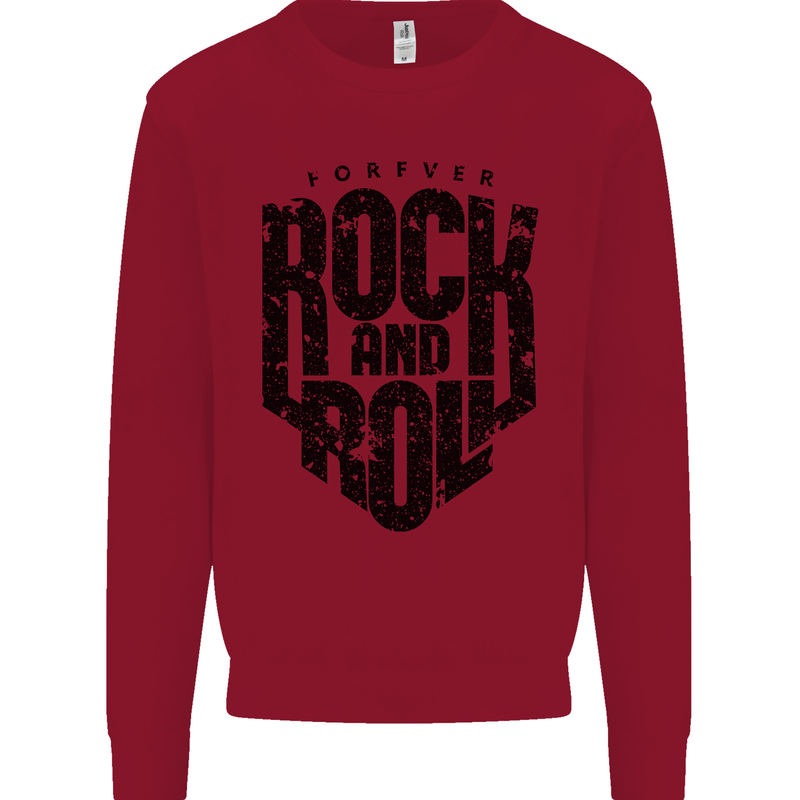 Forever Rock and Roll Music Mens Sweatshirt Jumper Red