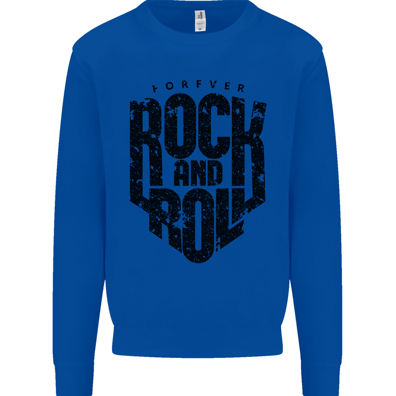 Forever Rock and Roll Music Mens Sweatshirt Jumper Royal Blue