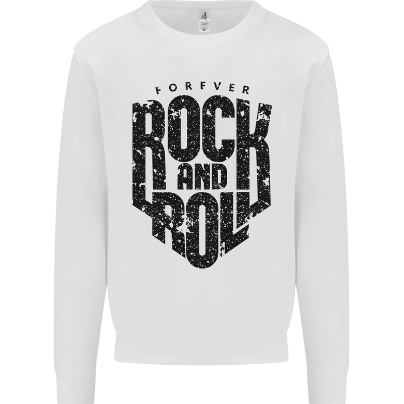 Forever Rock and Roll Music Mens Sweatshirt Jumper White