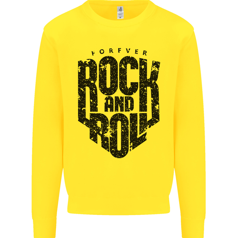 Forever Rock and Roll Music Mens Sweatshirt Jumper Yellow