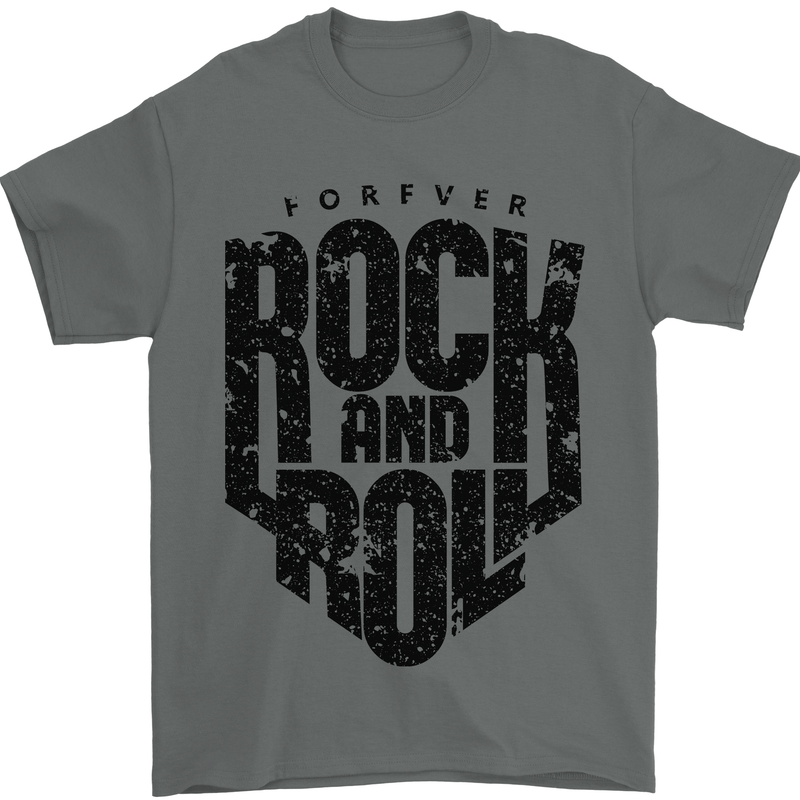 Forever Rock and Roll Music Mens T-Shirt 100% Cotton Charcoal