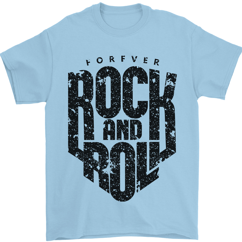 Forever Rock and Roll Music Mens T-Shirt 100% Cotton Light Blue