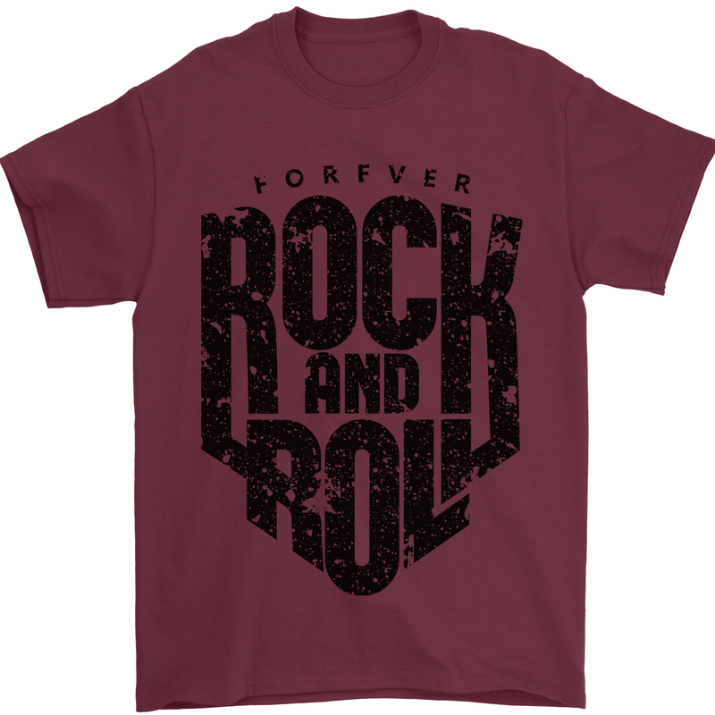 Forever Rock and Roll Music Mens T-Shirt 100% Cotton Maroon