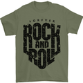 Forever Rock and Roll Music Mens T-Shirt 100% Cotton Military Green