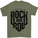 Forever Rock and Roll Music Mens T-Shirt 100% Cotton Military Green