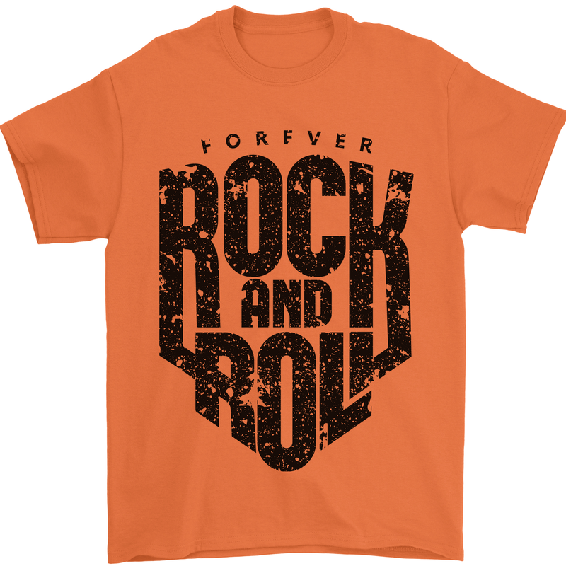 Forever Rock and Roll Music Mens T-Shirt 100% Cotton Orange