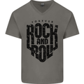 Forever Rock and Roll Music Mens V-Neck Cotton T-Shirt Charcoal