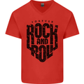 Forever Rock and Roll Music Mens V-Neck Cotton T-Shirt Red