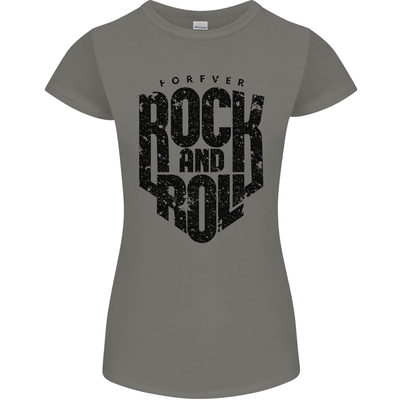 Forever Rock and Roll Music Womens Petite Cut T-Shirt Charcoal