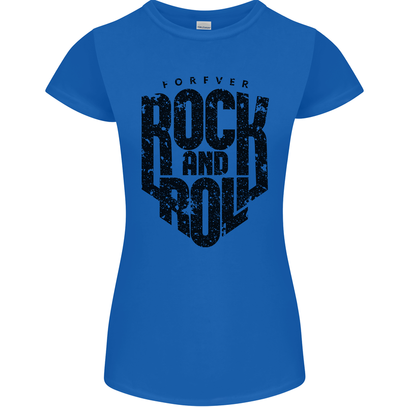 Forever Rock and Roll Music Womens Petite Cut T-Shirt Royal Blue